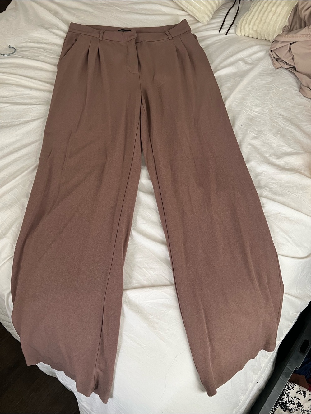 Shinestar Wide Leg Pants in Mauve Brown